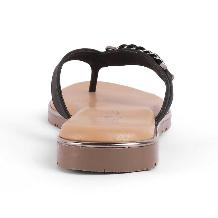 Flachain Black Women's Round Shape Flats Tresmode