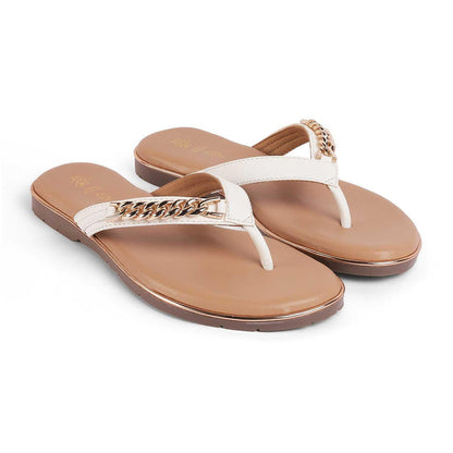 Flachain White Women's TPR Sole Flats Tresmode
