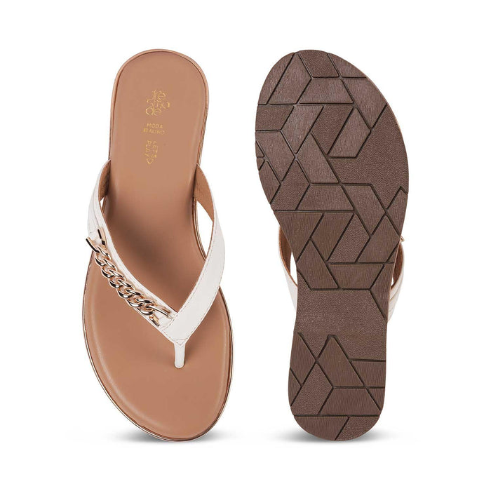 Flachain White Women's Premium Flats Tresmode