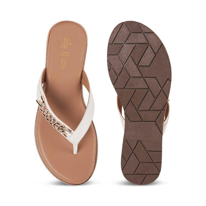 Flachain White Women's Premium Flats Tresmode
