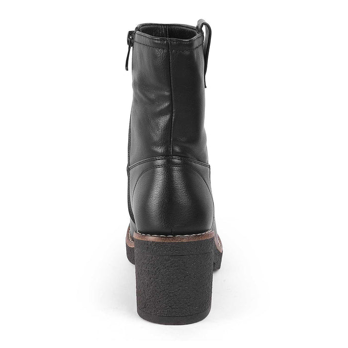 Gallen Black Women's Round Shape Boots Tresmode