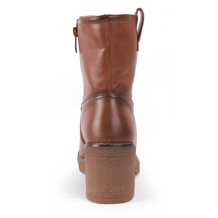 Gallen Camel Women's Round Shape Boots Tresmode
