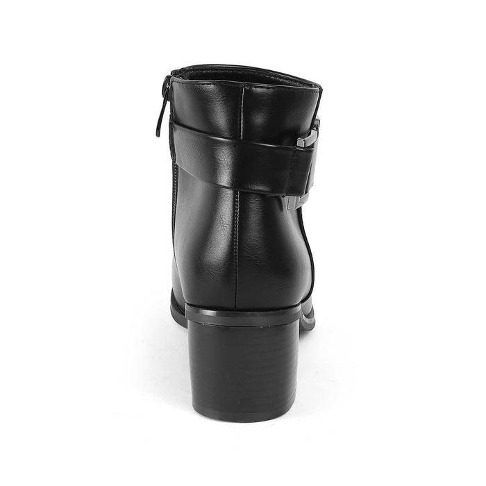 Geneve Black Women's Round Shape Boots Tresmode