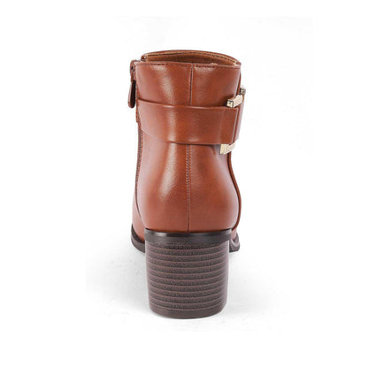 Geneve Camel Women's Round Shape Boots Tresmode
