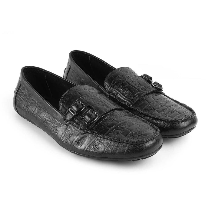 Gioia Black Men's TPR Sole Double Monk Shoes Tresmode