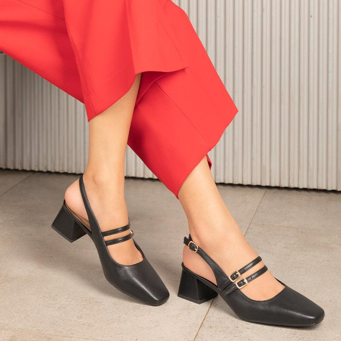 Glampart Black Women's 2.5-inch Block Heel Pumps Tresmode