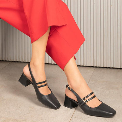 Glampart Black Women's 2.5-inch Block Heel Pumps Tresmode