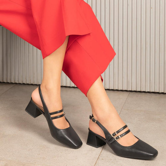 Glampart Black Women's 2.5-inch Block Heel Pumps Tresmode