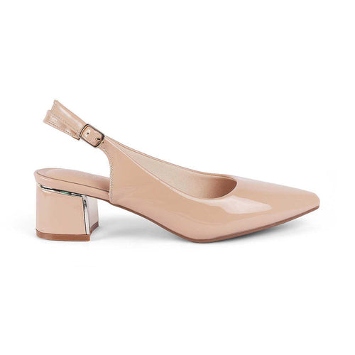 Jane Beige Women's Block Heel Pumps Tresmode
