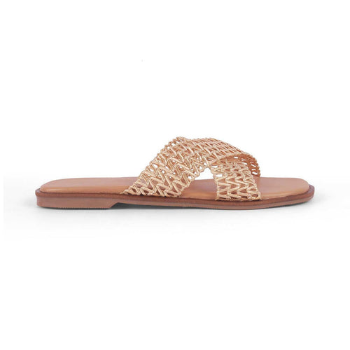 Lace Champagne Women's Flats Tresmode