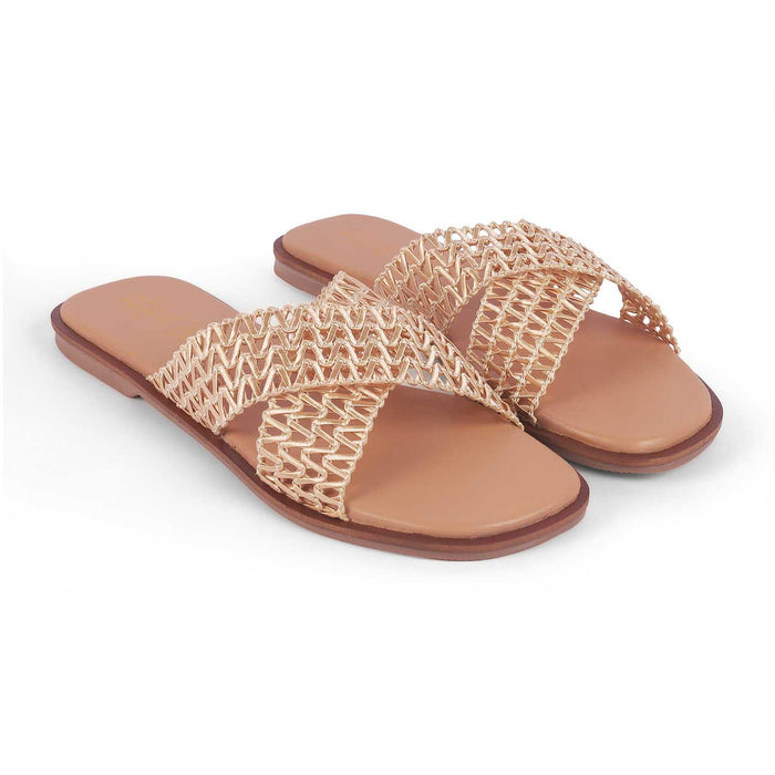 Lace Champagne Women's Stylish Flats Tresmode