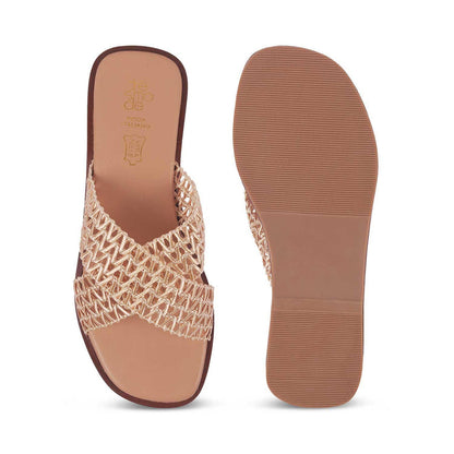 Lace Champagne Women's Knitted Lace Flats Tresmode