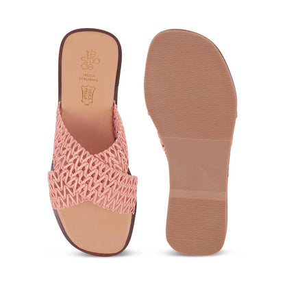 Lace Pink Women's Knitted Lace Flats Tresmode