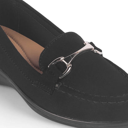 Lucia Black Women's Casual Wedge Loafers Tresmode