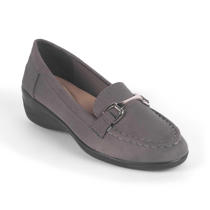 Lucia Grey Women's 1.5-inch Wedge Loafers Tresmode