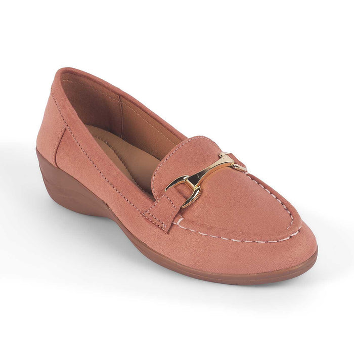 Lucia Pink Women's 1.5-inch Wedge Loafers Tresmode