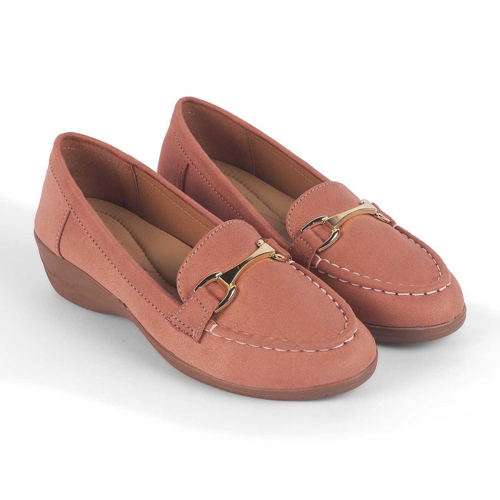 Lucia Pink Women's TPR Sole Wedge Loafers Tresmode