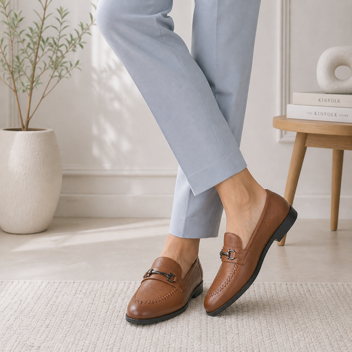 Tresmode Malwa Tan Men's Leather Loafers