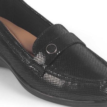Marcoval Black Women's Dress Wedge Loafers Tresmode