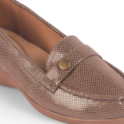 Marcoval Brown Women's Dress Wedge Loafers Tresmode