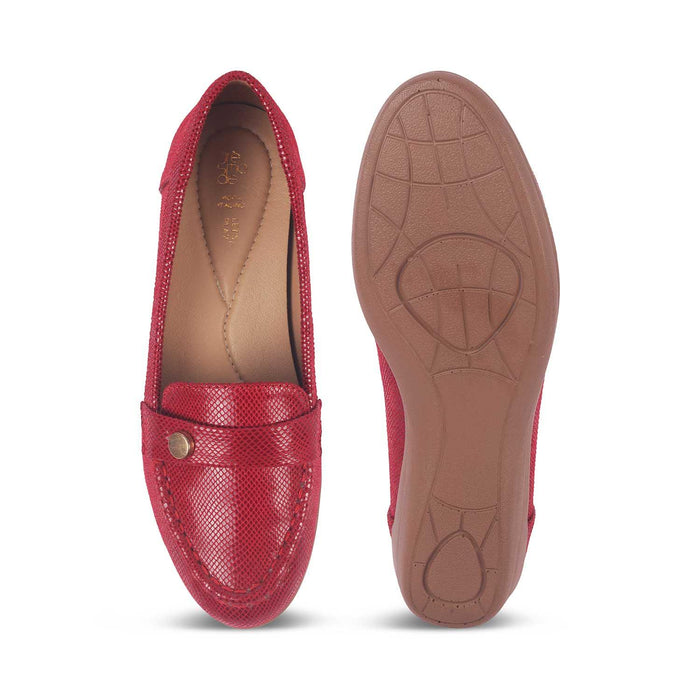 Marcoval Red Women's Fashionable Wedge Loafers Tresmode
