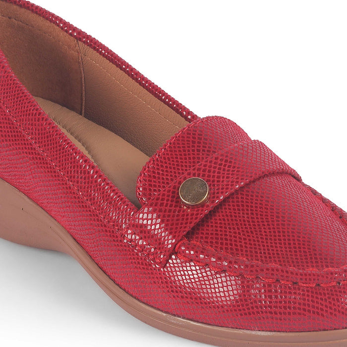 Marcoval Red Women's Dress Wedge Loafers Tresmode