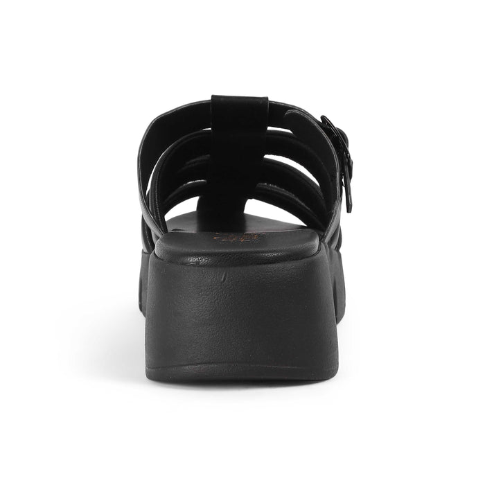 Maximus Black Women's Vegan-Friendly Chunky Sole Wedges Tresmode