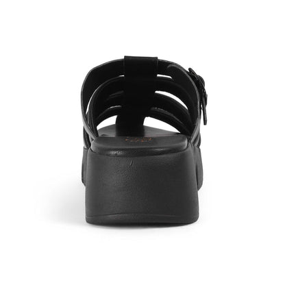 Maximus Black Women's Vegan-Friendly Chunky Sole Wedges Tresmode