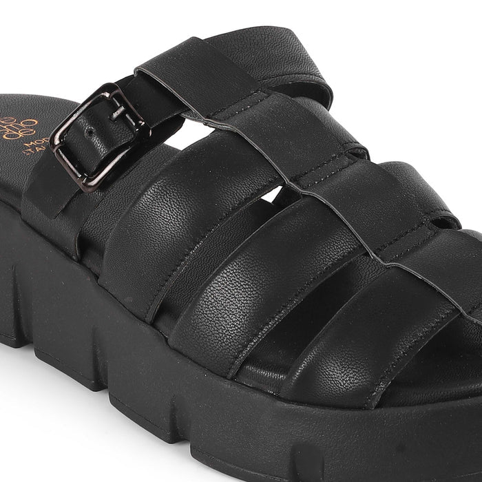 Maximus Black Women's Chunky Sole Wedges Tresmode