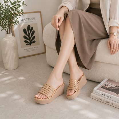 Tresmode Mestr Beige Women's Dress Wedge Sandals
