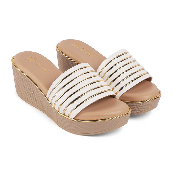 Mestr White Women's Vegan-Friendly Wedges Tresmode