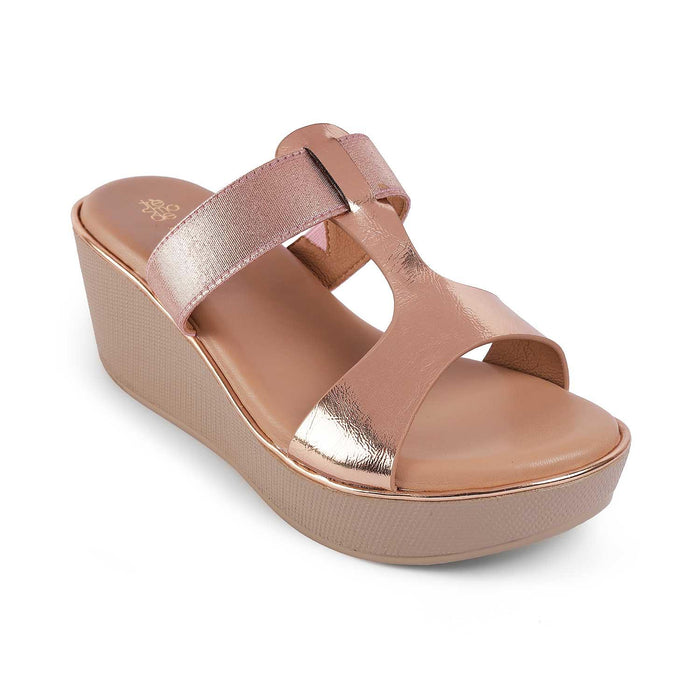 Women's Champagne Wedge Heel Sandals Tresmode