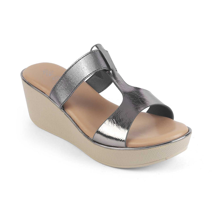 Women's Pewter Wedge Heel Sandals Tresmode
