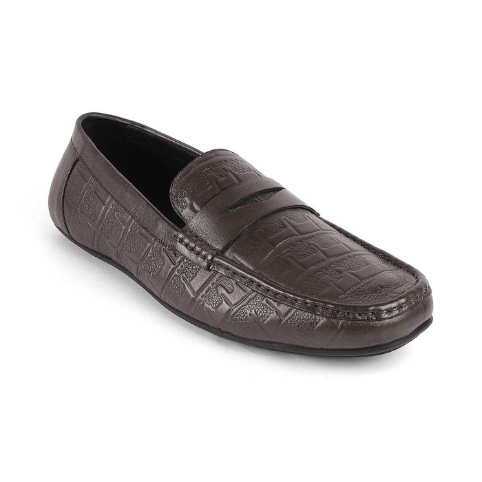 Miland Grey Men's Leather Penny Driving Loafers Tresmode