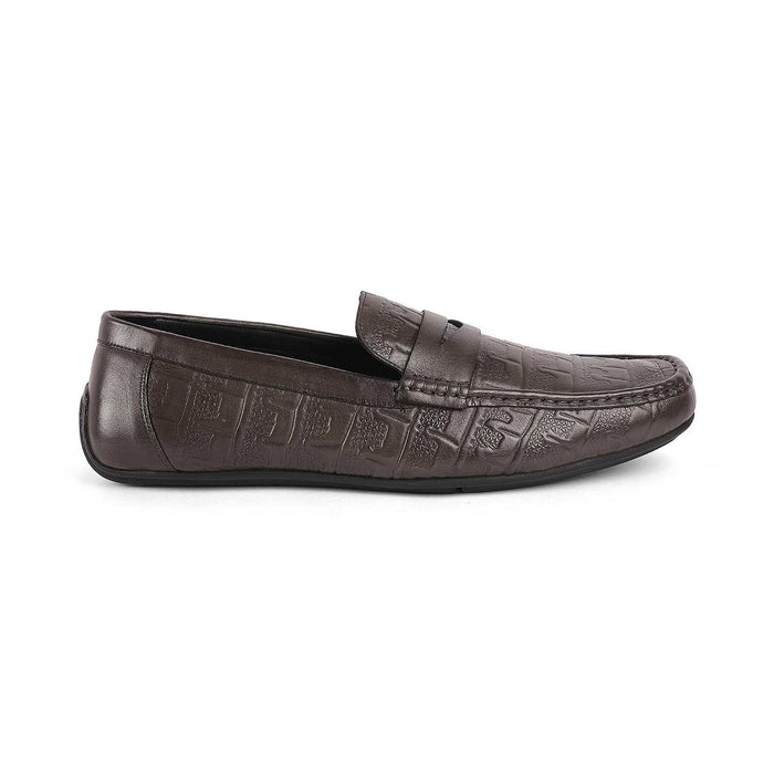 Miland Grey Men's Square Leather Penny Driving Loafers Tresmode
