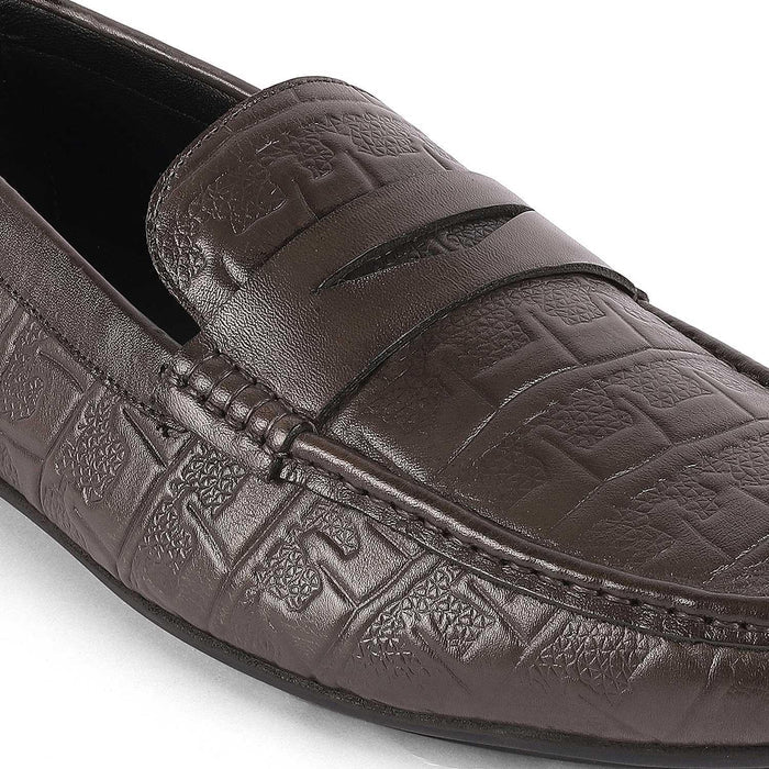 Miland Grey Men's Semi-Formal Leather Penny Driving Loafers Tresmode