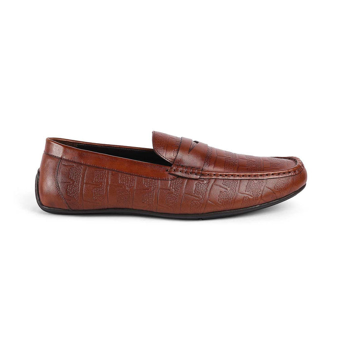 Miland Tan Men's Leather Penny Driving Loafers Tresmode