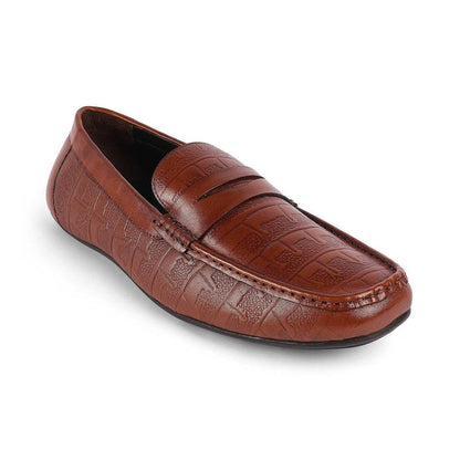 Miland Tan Men's Square Leather Penny Driving Loafers Tresmode
