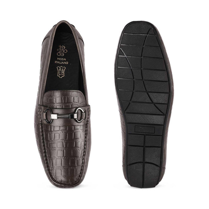 Miluck Grey Men's Premium Leather Driving Loafers Tresmode Tresmode