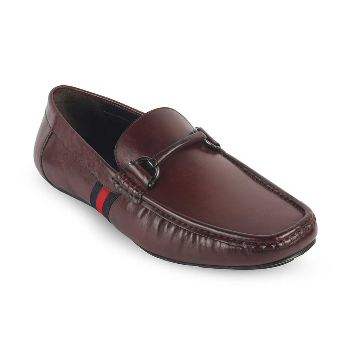 Men's Wine Leather Driving Loafers Tresmode