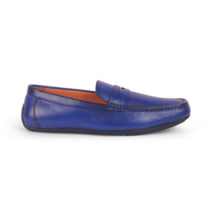 Monto Blue Men's Penny Leather Driving Loafers Tresmode