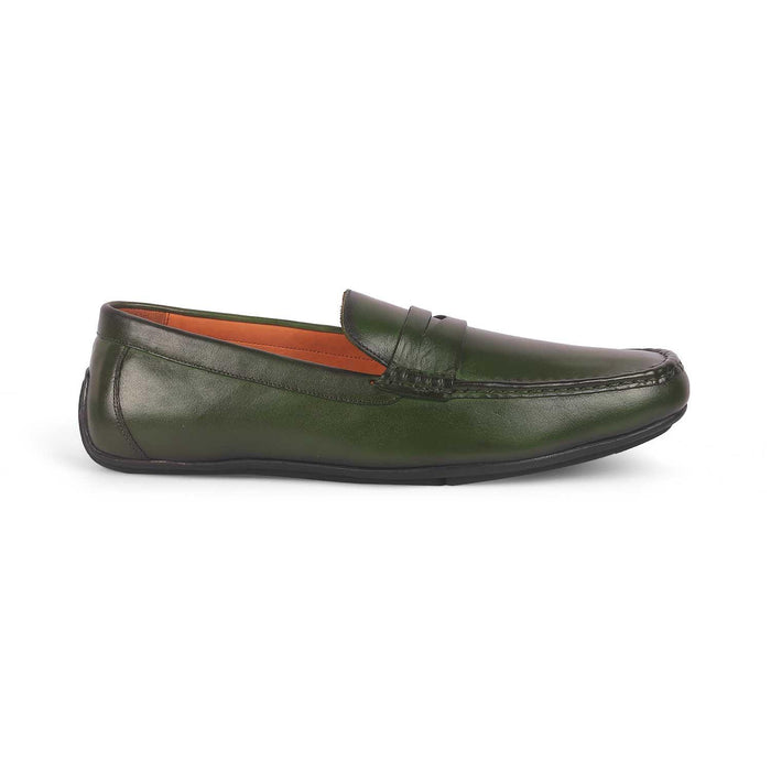 Monto Green Men's Penny Leather Driving Loafers Tresmode
