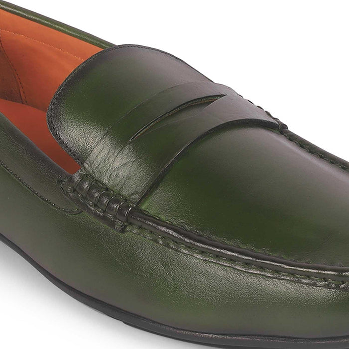 Monto Green Men's Casual Penny Leather Driving Loafers Tresmode