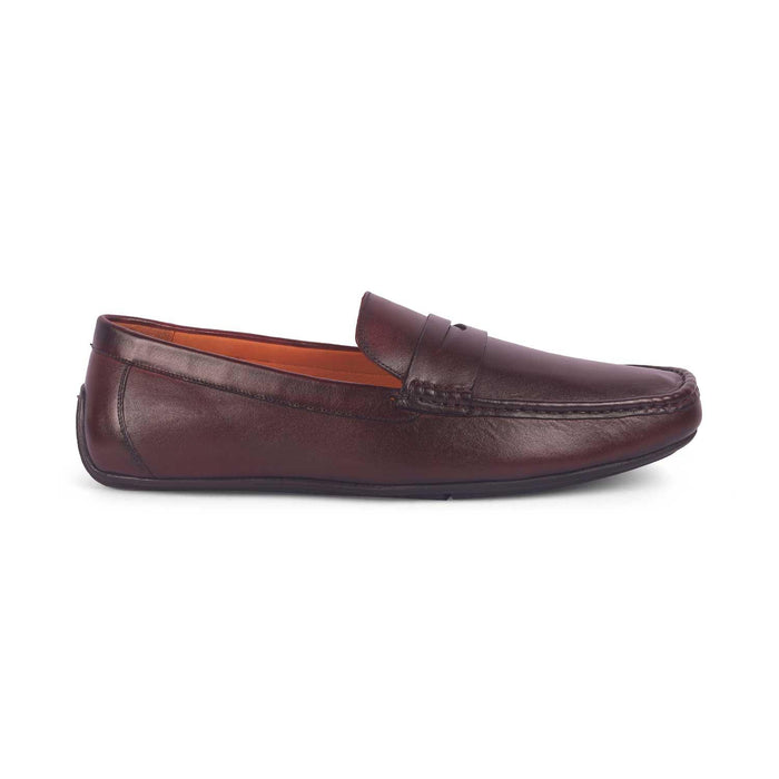 Monto Wine Men's Penny Leather Driving Loafers Tresmode