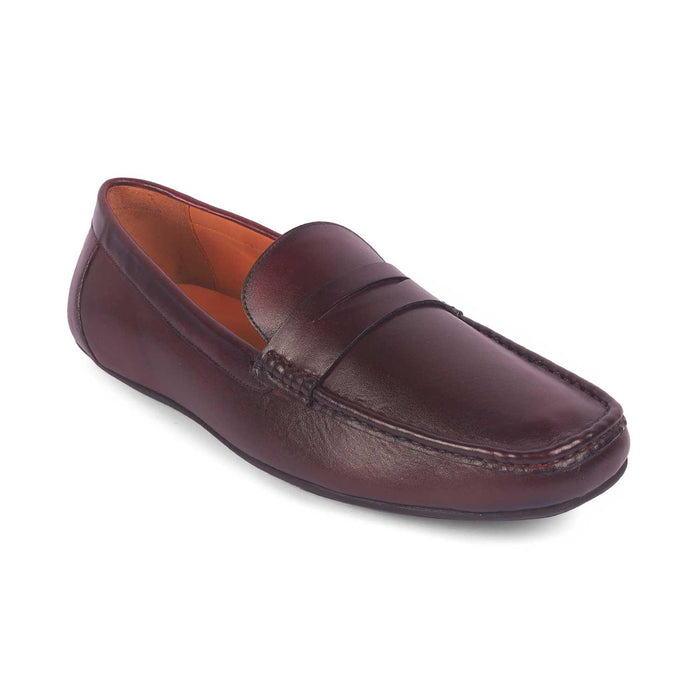 Monto Wine Men's Square Shape Driving Loafers Tresmode