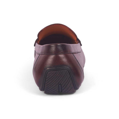 Monto Wine Men's TPR Sole Leather Driving Loafers Tresmode