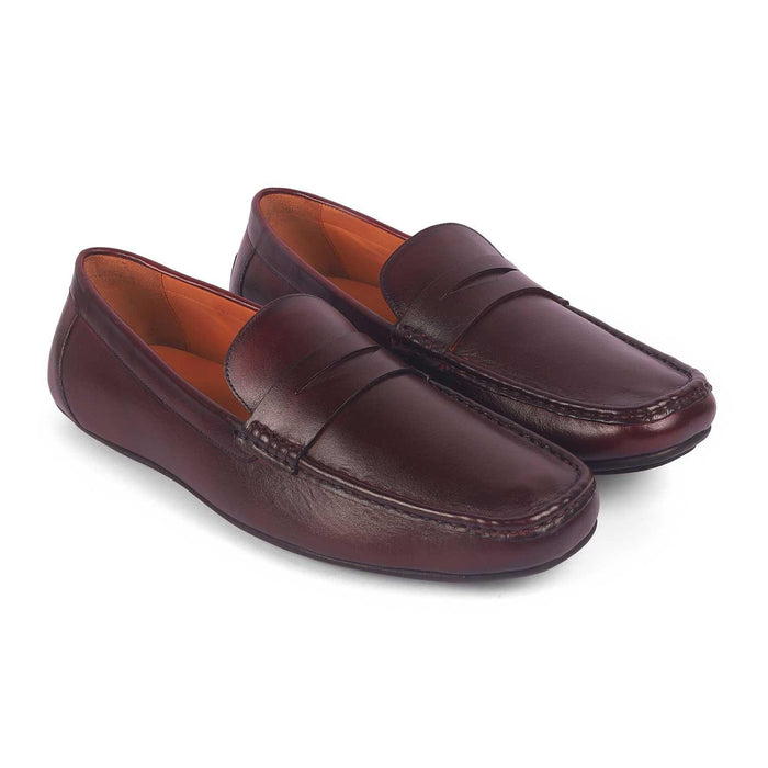 Monto Wine Genuine Leather Loafers Tresmode