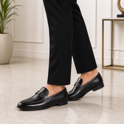 Tresmode Nelson Black Men's Leather Loafers