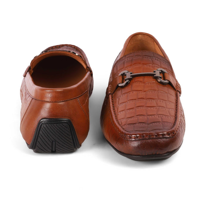 Oxile Tan Men's Square Shape Leather Loafers Tresmode
