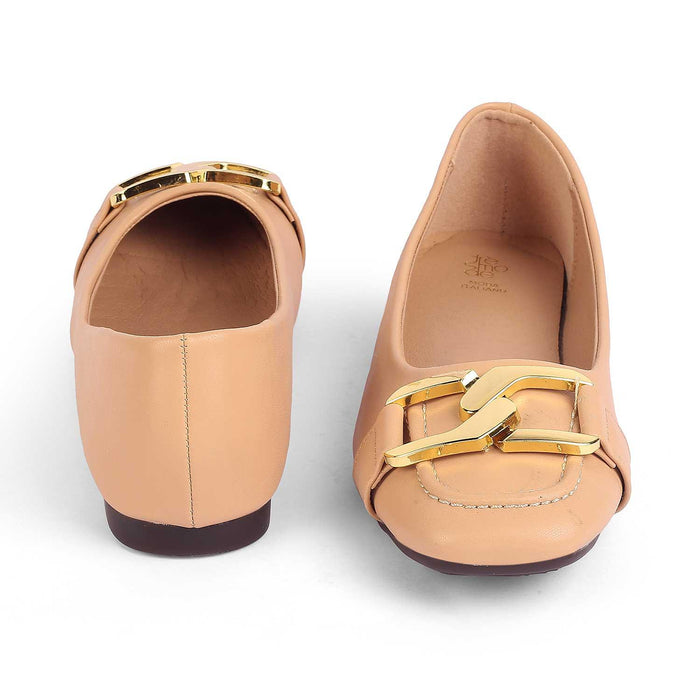 Pici Nude Women's Metallic Buckle Ballerinas Tresmode